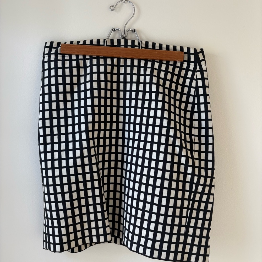 J. Crew Monochrome Grid Pencil Skirt